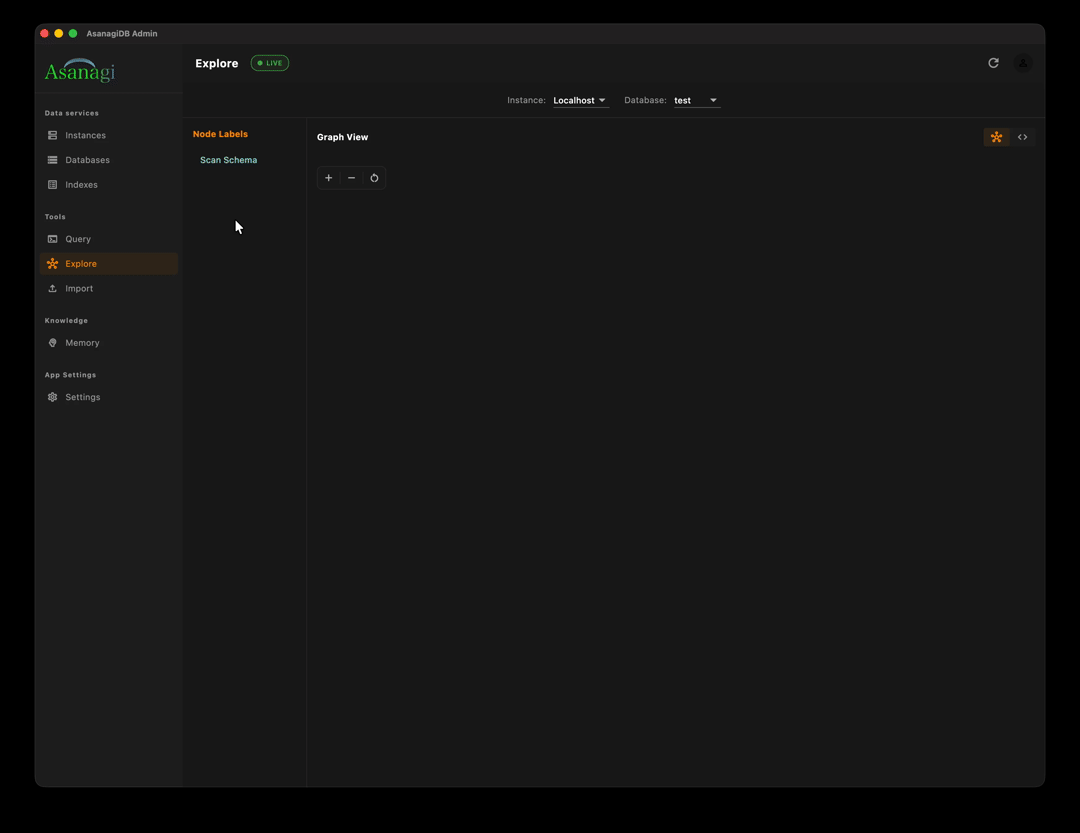 AsanagiDB Admin UI — live graph visualization and Gremlin console